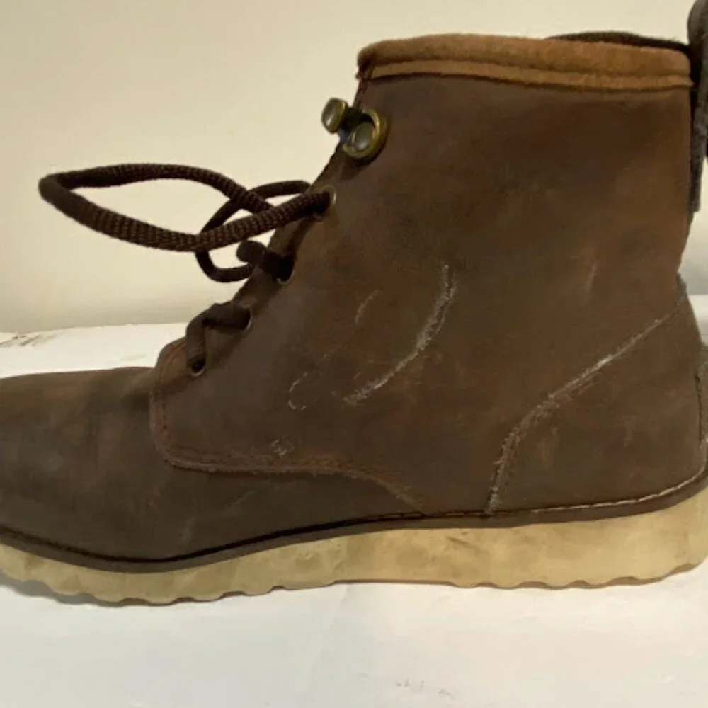 UGG Kesey Waterproof Leather Lace-Up Boots Size 4